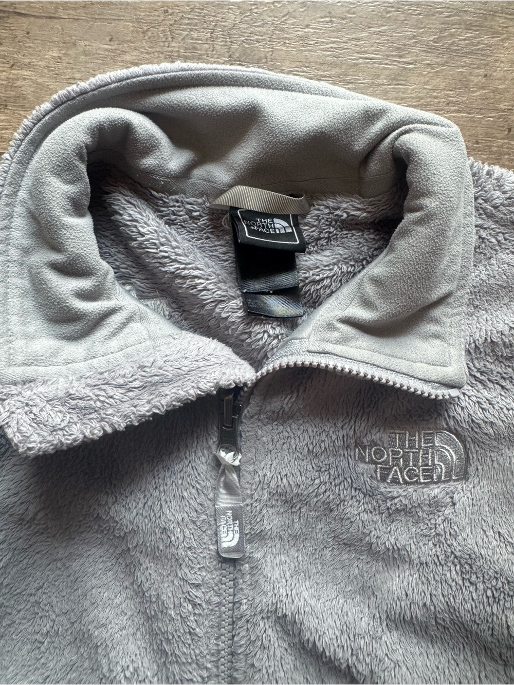 The North Face Women’s Light Grey Sherpa Zip-Up Jacket
